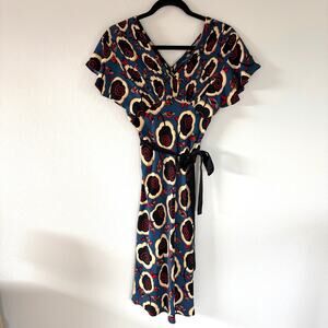 Betsey Johnson Vintage Silk Abstract Roses Flutter Sleeve Dress (2)
